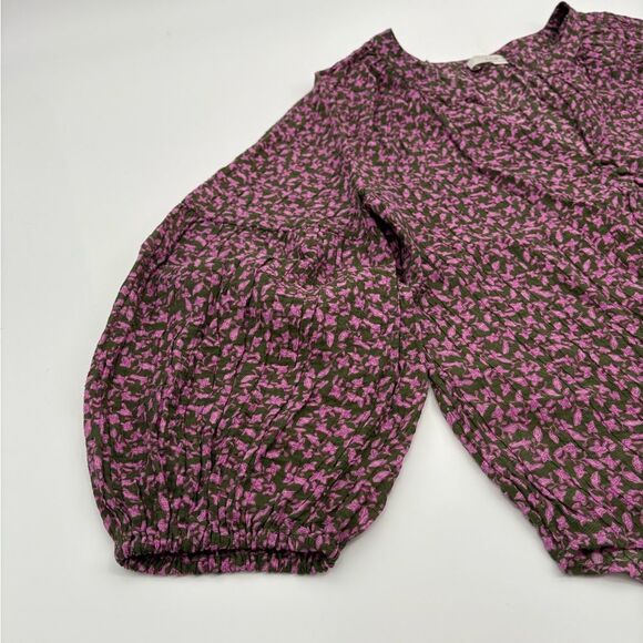 Ann taylor LOFT | Floral Purple Blouse | size large - Picture 5 of 8